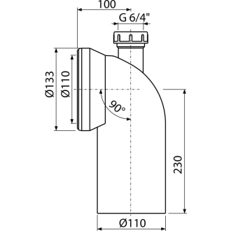 ALCA A90-90P40 Dopojenie k WC s pripojením DN40 – koleno 90°