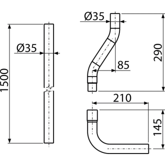 ALCA A950 Trubice splachovací komplet DN35
