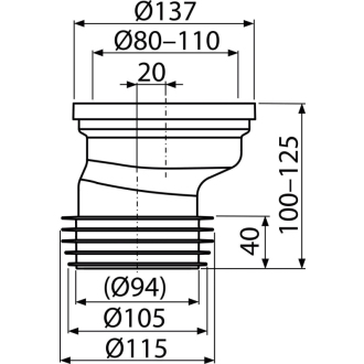 ALCA A991-20 Dopojenie k WC excentrické 20 mm
