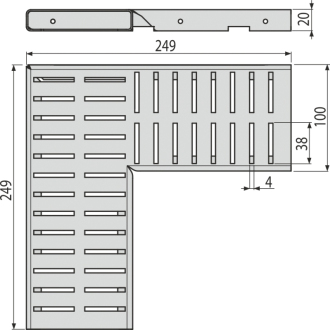 ALCA ADZ-R322R Rošt pre drenážny žľab rohový 100 mm, nerez