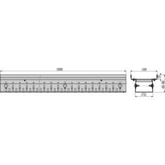 ALCA ADZ102V Drenážny žľab 100 mm nastaviteľný, pozinkovaná oceľ