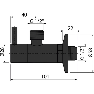 ALCA ARV003-BLACK &quot;Ventil rohový s filtrom 1/2&quot;&quot;×1/2&quot;&quot;, čierna-mat&quot;