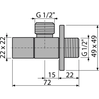 ALCA ARV004 &quot;Ventil rohový 1/2&quot;&quot;×1/2&quot;&quot;, hranatý&quot;