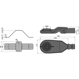 ALCA APZ-S6 Extra-nízky sifón DN40 a sada nastaviteľných nôh