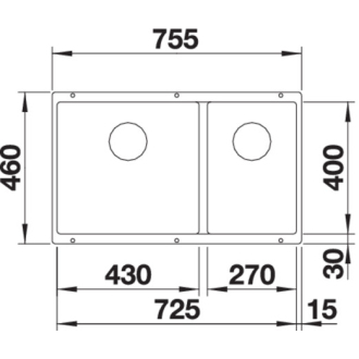 Blanco SUBLINE 430/270-U drez pod dosku čierna granit 525 991