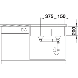 Blanco SUBLINE 430/270-U drez pod dosku čierna granit 525 991