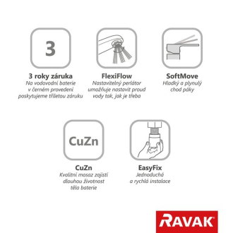 Ravak PU 015.20 Umývadlová stojanková bez výpuste, black