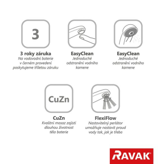 Ravak PU 026.20 Vaňová 3-otvorová batéria, black