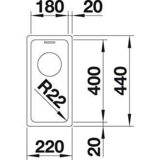 Blanco ANDANO 180-U drez pod dosku hodvábny lesk nerez 522 952