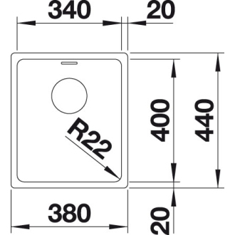 Blanco ANDANO 340-U drez pod dosku hodvábny lesk nerez 522 955
