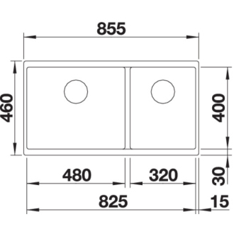 Blanco SUBLINE 480/320-U 523584 dvojdrez, hlavný drez vľavo antracit drez pod dosku