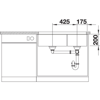 Blanco SUBLINE 480/320-U 523588 dvojdrez, hlavný drez vľavo biela drez pod dosku