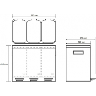 BEMETA HOME: Odpadkový kôš na triedený odpad, 3× 14 l 104315262