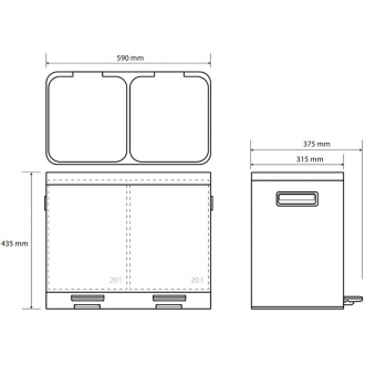 BEMETA HOME: Odpadkový kôš na triedený odpad, 2× 20 l 104315272