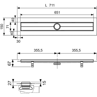 TECEdrainline, rovný žliabok 70cm 600700