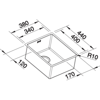 Blanco BLANCO CLARON 340-U DX 523384 jednodrez nerez Durinox® drez pod dosku