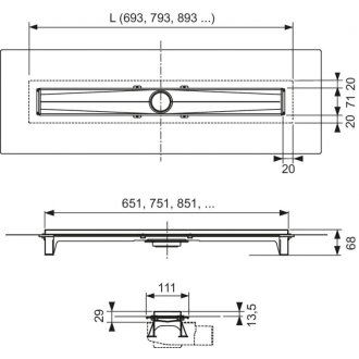 TECEdrainline-Evo, sprchový žliabok, 90cm 600902