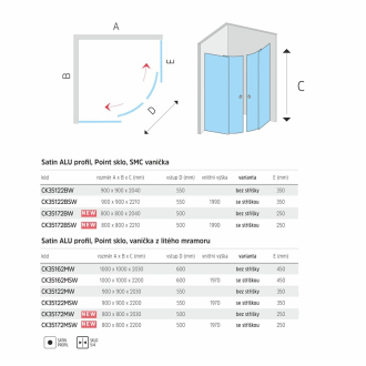 Mereo Sprchový box, R550, 80x80x203, satin chrbát biela, liata vanička, s batériou CK35172MW