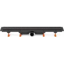 Podlahový linear. žľab čierny 650 mm, bočné D50, Drops čierna CH 650/50 DC
