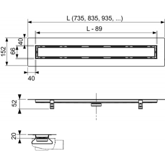 TECEdrainline žliabok s krytom na nalepenie dlažby 835mm 650800