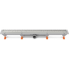 Podlahový linear. žľab 650 mm, bočné D40, square lesk s nerez. rámčekom CH 650 SN