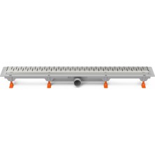 Podlahový linear. žľab 650 mm, bočné D40, medium lesk s nerez. rámčekom CH 650 MN