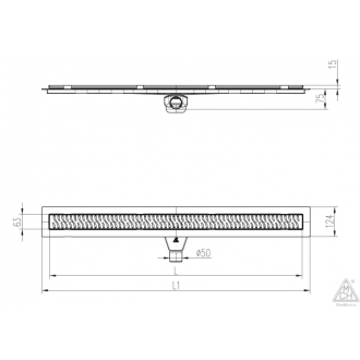 Lineárny plastový žľab 950 mm s nerez. rámikom, medium mat CH PA 950 MN 1