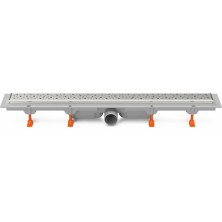 Podlahový linear. žľab 950 mm, bočné D50, square lesk, nerez rámček CH 950/50 SN