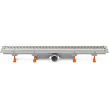 Podlahový linear. žľab 650 mm, bočný D50, basic lesk, nerez rámček CH 650/50 BN