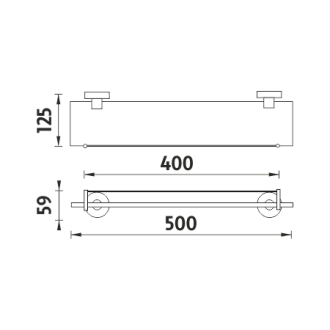 Nimco Unix UN 13091BX-50-26 Polica s ohrádkou, 50 cm chróm