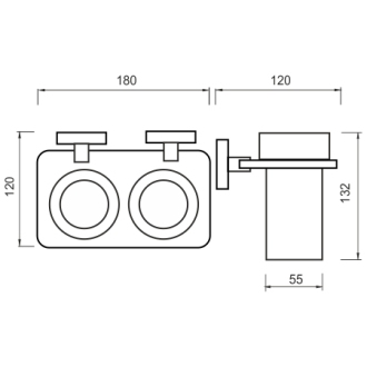 Nimco Uni UN X3-58DW-26 Držiak na kefky dvojitý chróm