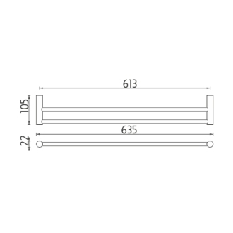 Nimco Bormo BR 11061D-26 Držiak na uteráky dvojitý, 64 cm chróm
