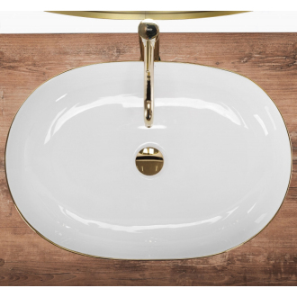 Rea umývadlo na dosku Cleo - white gold edge REA-U6211