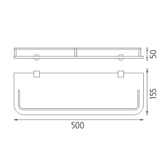 Nimco Bormo BR 11091AX-50-26 Polica s ohrádkou, 50 cm chróm