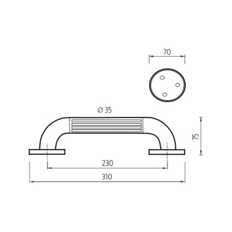 Nimco Madlo BM 1035M-05 Madlo plastové 230x35 mm biela