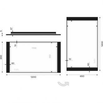 Nimco čierne LED zrkadlo 1200x650 ZPC 41006-90
