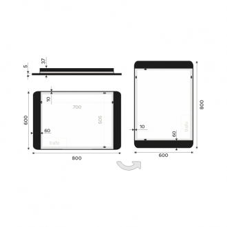 Nimco čierne LED zrkadlo 800x600 ZPC 42003-90
