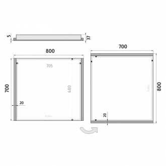 Nimco Séria 11000 ZP 11003 LED zrkadlo 800x700 rám hliníkový