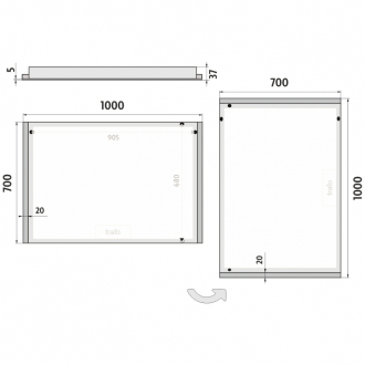 Nimco Séria 11000 ZP 11004 LED zrkadlo 1000x700 rám hliníkový