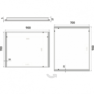Nimco Séria 11000 ZP 11019 LED zrkadlo 900x700 rám hliníkový