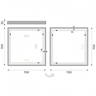 Nimco LED zrkadlo 700x700 ZP 13077