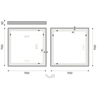 Nimco LED zrkadlo 700x700 s dotykovým senzorom ZP 13077V