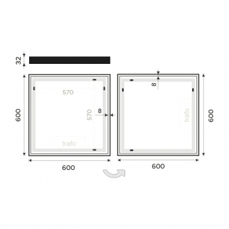 Nimco čierne LED zrkadlo 600x600 ZPC 13066-90