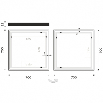 Nimco čierne LED zrkadlo 700x700 ZPC 13077-90