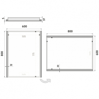 Nimco Séria 11000 ZP 11002 LED zrkadlo 600x800 rám hliníkový