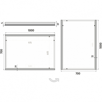 Nimco Séria 12000 ZP 12004 LED zrkadlo 1000x700 rám hliníkový
