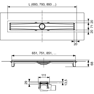 TECEdrainline-Evo, sprchový žliabok, 100cm 601002