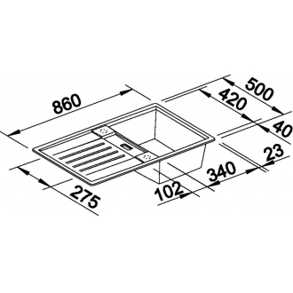 Blanco LEXA 45 S 524902 drez s odkvapom, obojstranný aluminium drez vstavaný