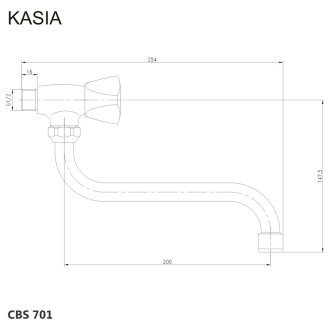 Mereo Kasia umývadlový kohútik nástenný s ramienkom otočným 200 mm CBS701