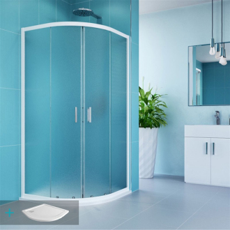 Mereo Sprchový set: Kora Lite CK35121Z R550, 90x90x185cm, biely, vanička biela CK35121ZN